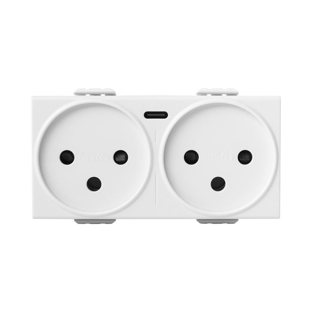 שקע כוח ישראלי כפול עם USB לבן 4M