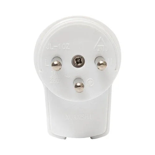 תקע ישראלי תלת פיני זוויתי לבן לתיול חוזר - אור שי סיטונאות חשמל בע״מ