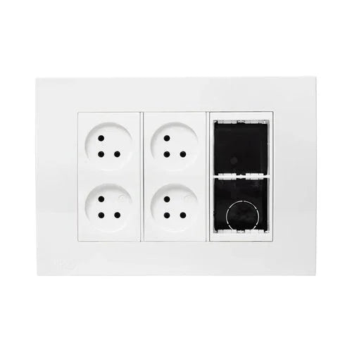 עמדת NISKO OFFICE על הטיח לבן 6 מודול, 4 שקעים, מתאם ג - אור שי סיטונאות חשמל בע״מ