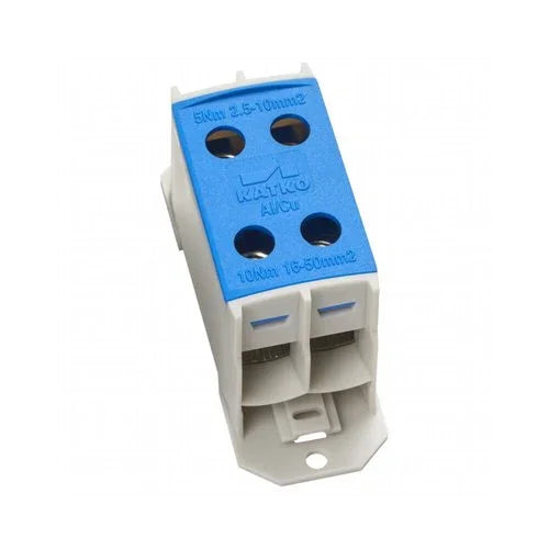 מהדק כפול לפס דין KL 2x50N כחול - אור שי סיטונאות חשמל בע״מ