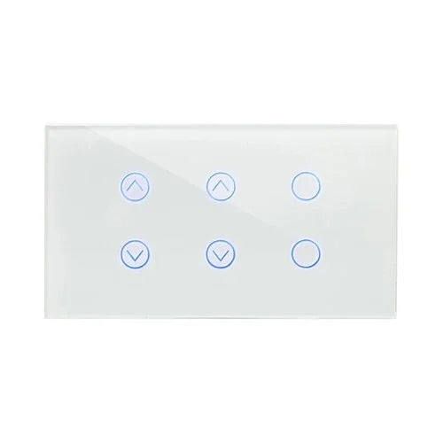 מתג טאץ' חכם משולב 2 תריסים + 2 תאורות זכוכית לבנה 4 מודול ZIGBEE - אור שי סיטונאות חשמל בע״מ