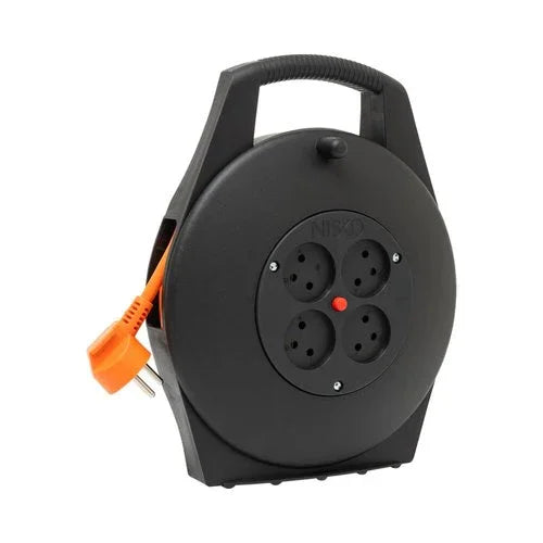 תוף מאריך ביתי שחור 10 מטר כולל 4 שקעים ישראליים - אור שי סיטונאות חשמל בע״מ