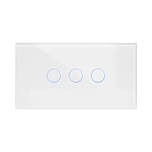 מתג טאץ' חכם לתאורה 3 לחצנים זכוכית לבנה 4 מודול ZIGBEE - אור שי סיטונאות חשמל בע״מ