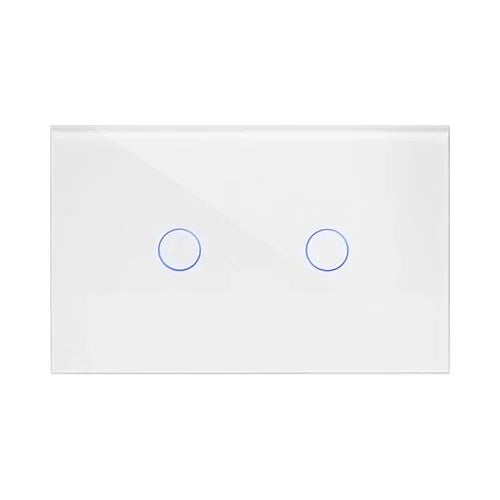 מתג טאץ' חכם לתאורה 2 לחצנים זכוכית לבנה 3 מודול ZIGBEE - אור שי סיטונאות חשמל בע״מ