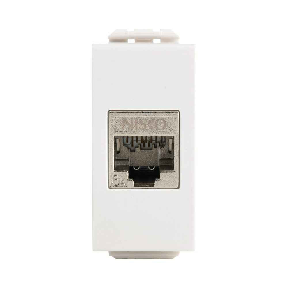 שקע מחשב מסוכך RJ45 CAT6A FTP, לבן 1M ניסקו סוויץ' – NISKO SWITCH