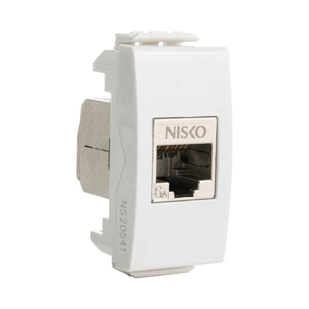 שקע מחשב מסוכך RJ45 CAT6A FTP, לבן 1M ניסקו סוויץ' – NISKO SWITCH