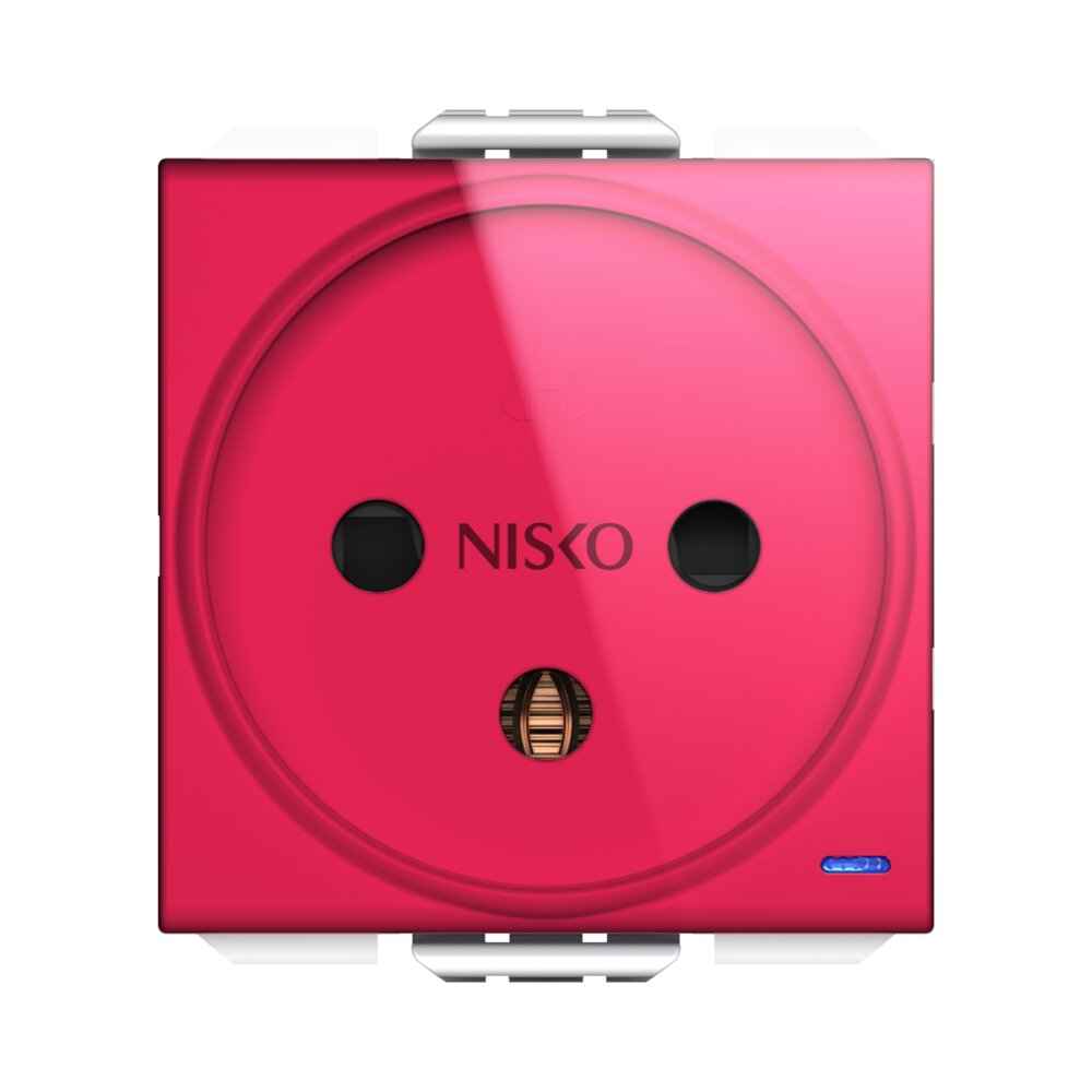 שקע ישראלי מואר LED כחול, אדום 2M ניסקו סוויץ' – NISKO SWITCH