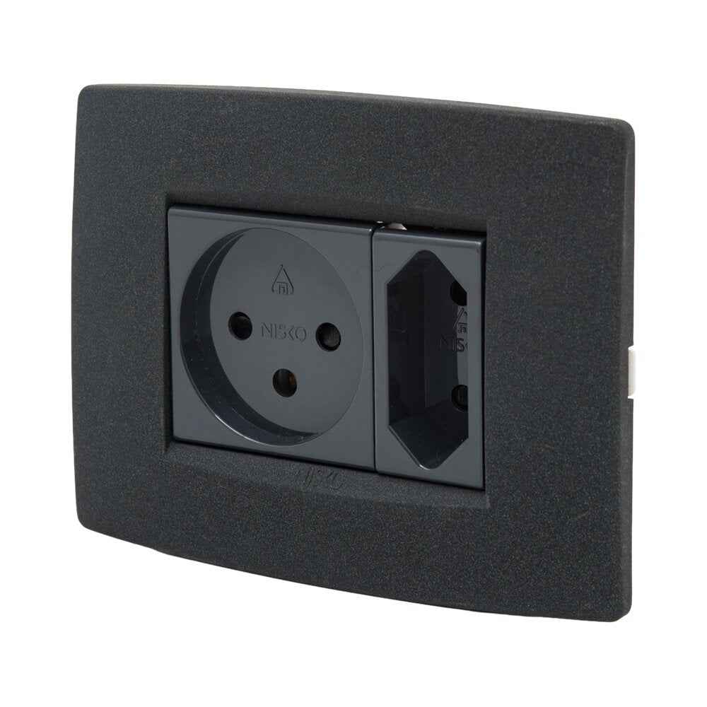 שקע דו פיני שחור 1M ניסקו סוויץ' – NISKO SWITCH