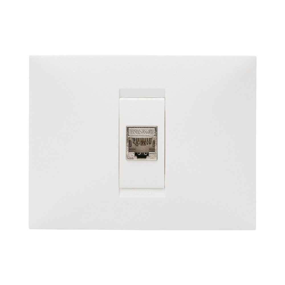 שקע מחשב מסוכך RJ45 CAT6A FTP, לבן מט 1M ניסקו סוויץ' – NISKO SWITCH