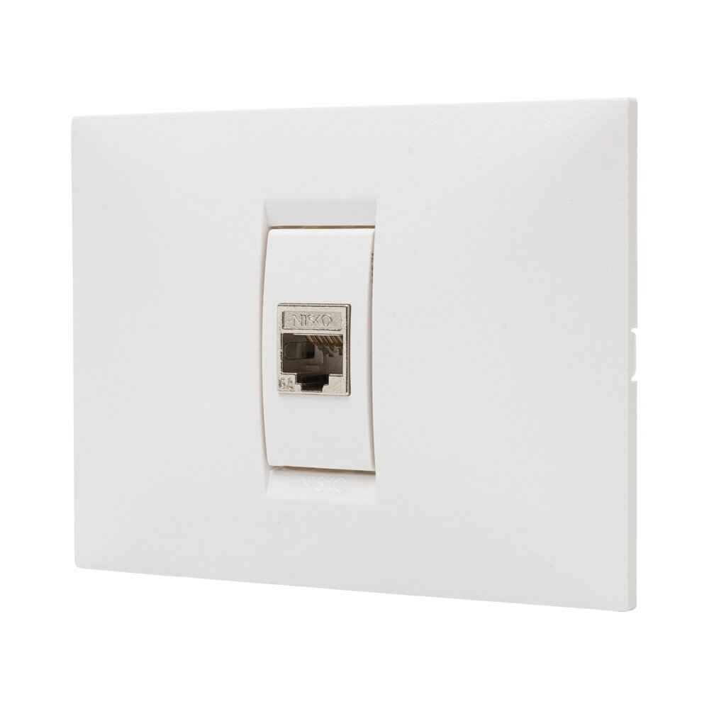 שקע מחשב מסוכך RJ45 CAT6A FTP, לבן מט 1M ניסקו סוויץ' – NISKO SWITCH