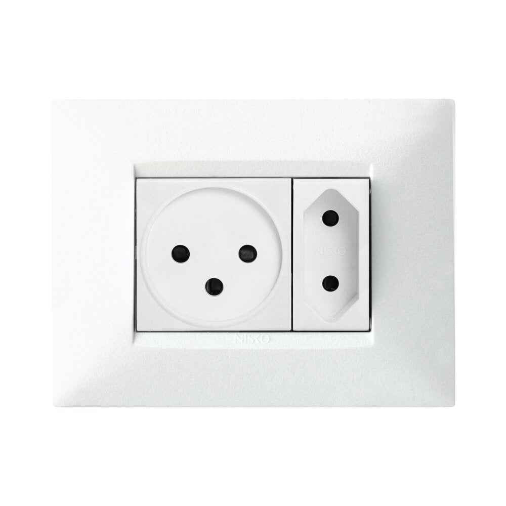 שקע דו פיני לבן 1M MATT ניסקו סוויץ' – NISKO SWITCH