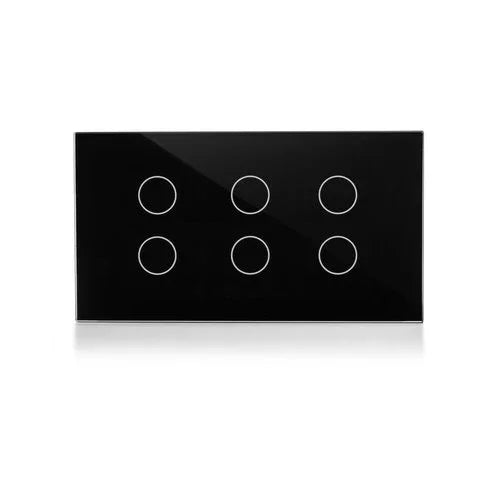 מתג טאץ' חכם לתאורה 6 לחצנים זכוכית שחורה 3 מודול WIFI - אור שי סיטונאות חשמל בע״מ