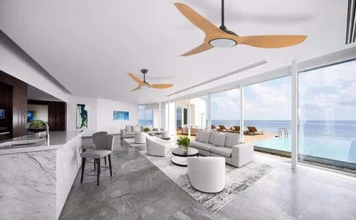 מאוורר תקרה עץ בהיר עם תאורת לד "52 PARIS - אור שי סיטונאות חשמל בע״מ