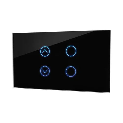 מתג טאץ חכם משולב תריס ו-2 תאורות זכוכית שחורה 4 מודול WIFI - אור שי סיטונאות חשמל בע״מ