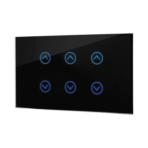 מתג טאץ' חכם ל-3 תריסים זכוכית שחורה 3 מודול WIFI - אור שי סיטונאות חשמל בע״מ