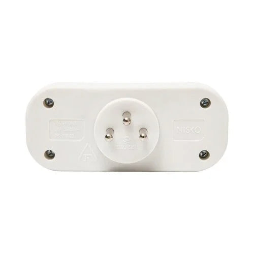 מפצל 2 שקעים לתקע ישראלי אופקי לבן - אור שי סיטונאות חשמל בע״מ