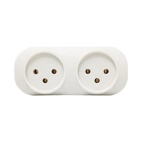 מפצל 2 שקעים לתקע ישראלי אופקי לבן - אור שי סיטונאות חשמל בע״מ