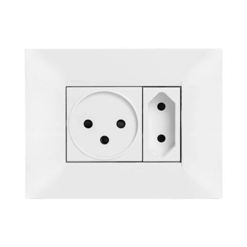 שקע כח ישראלי 2 מודול לבן ניסקו סוויץ' - אור שי סיטונאות חשמל בע״מ