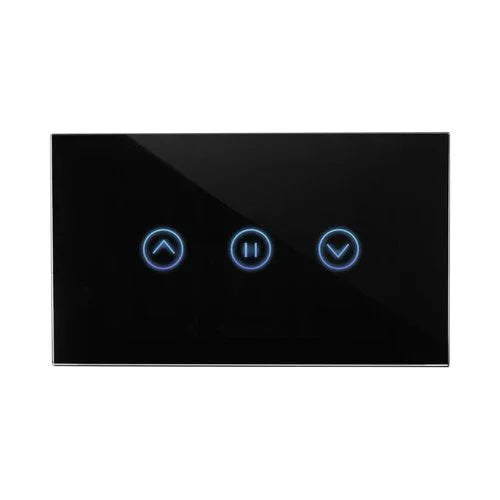 מתג טאץ' חכם לתריס זכוכית שחורה 3 מודול ZIGBEE - אור שי סיטונאות חשמל בע״מ