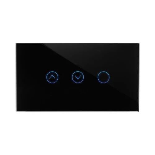 מתג טאץ' חכם משולב תריס + תאורה זכוכית שחורה 4 מודול ZIGBEE - אור שי סיטונאות חשמל בע״מ