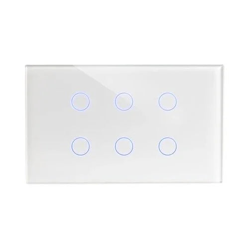 מתג טאץ' חכם לתאורה 6 לחצנים זכוכית לבנה 3 מודול ZIGBEE - אור שי סיטונאות חשמל בע״מ