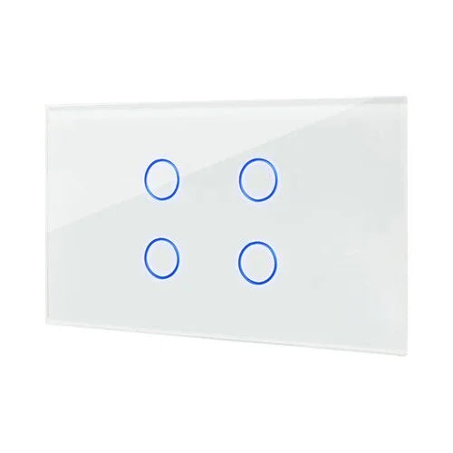 מתג טאץ' חכם לתאורה 4 לחצנים זכוכית לבנה 4 מודול ZIGBEE - אור שי סיטונאות חשמל בע״מ