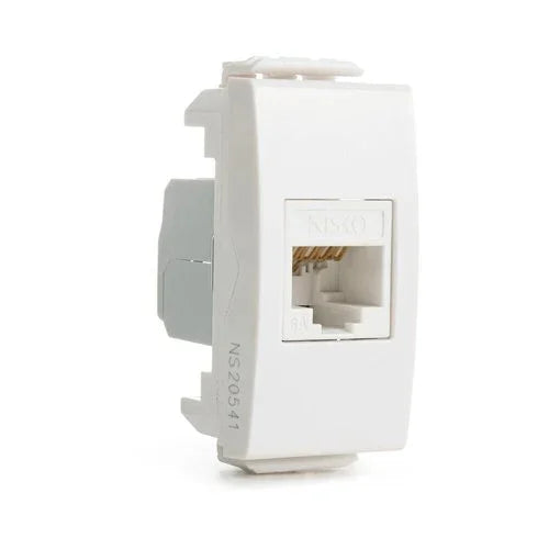 שקע מחשב לא מסוכך RJ45 CAT6A UTP, לבן 1M ניסקו סוויץ' - אור שי סיטונאות חשמל בע״מ