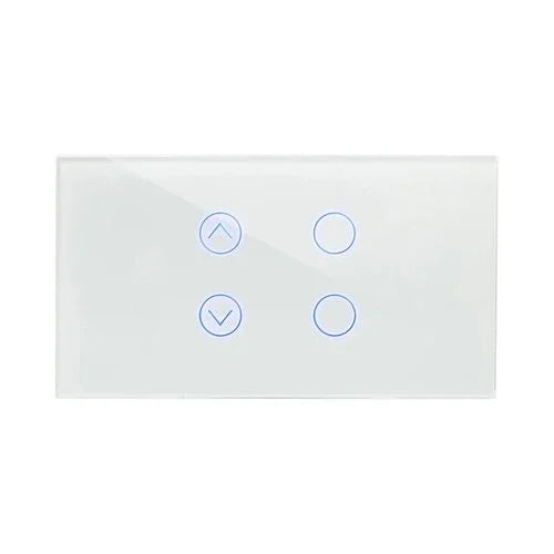 מתג טאץ' חכם משולב תריס + 2 תאורות זכוכית לבנה 4 מודול ZIGBEE - אור שי סיטונאות חשמל בע״מ