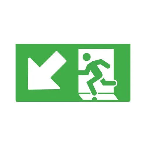 שילוט חירום לבן ירוק - חץ יורד אלכסון שמאל TULIP DAL2 3W - אור שי סיטונאות חשמל בע״מ