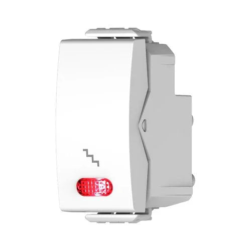 לחצן מדרגות מואר ניאון אדום 1 מודול לבן ניסקו סוויץ' - אור שי סיטונאות חשמל בע״מ