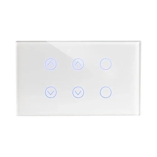 מתג טאץ' חכם משולב 2 תריסים + 2 תאורות זכוכית לבנה 3 מודול ZIGBEE - אור שי סיטונאות חשמל בע״מ