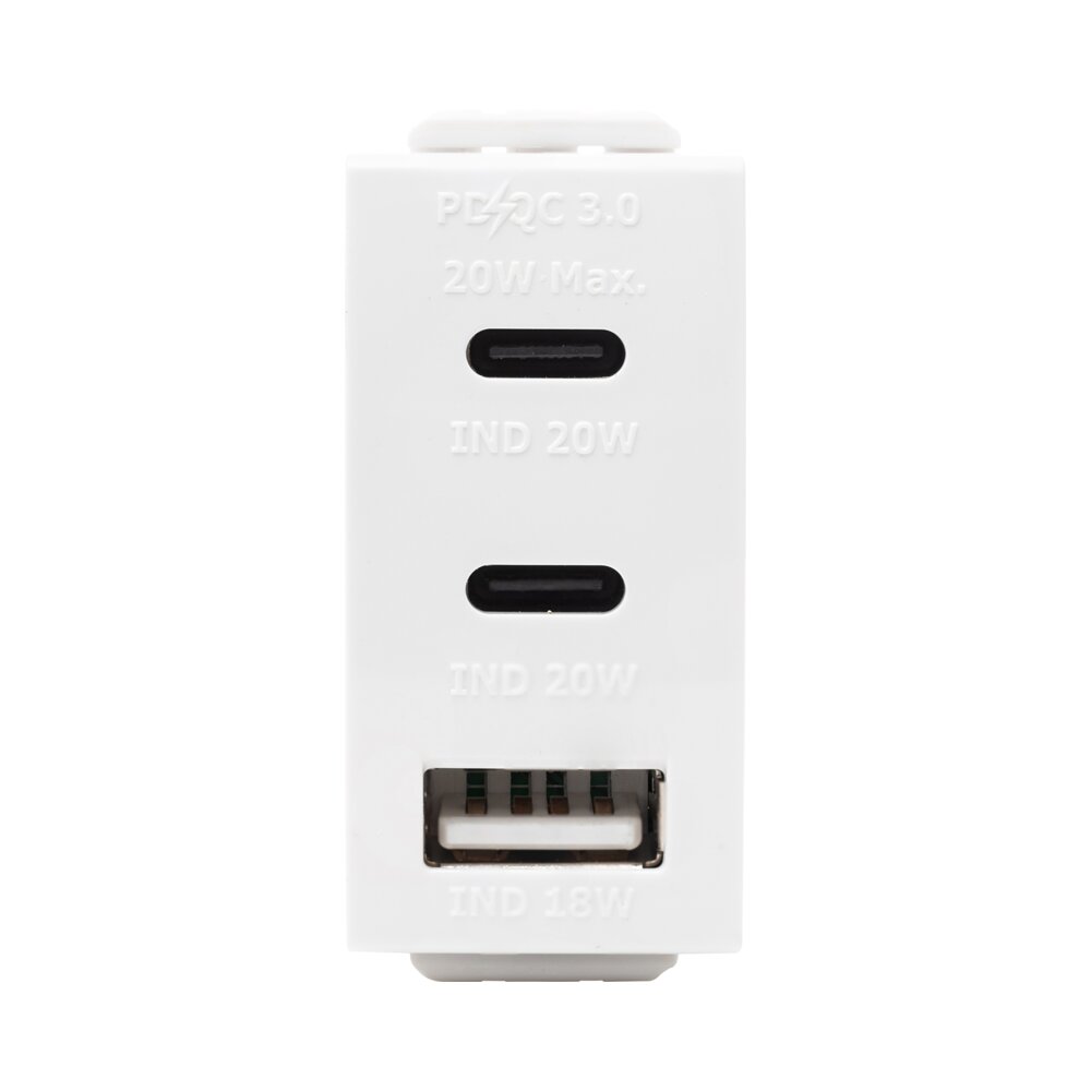 מטען USB 3 יציאות לבן 1M