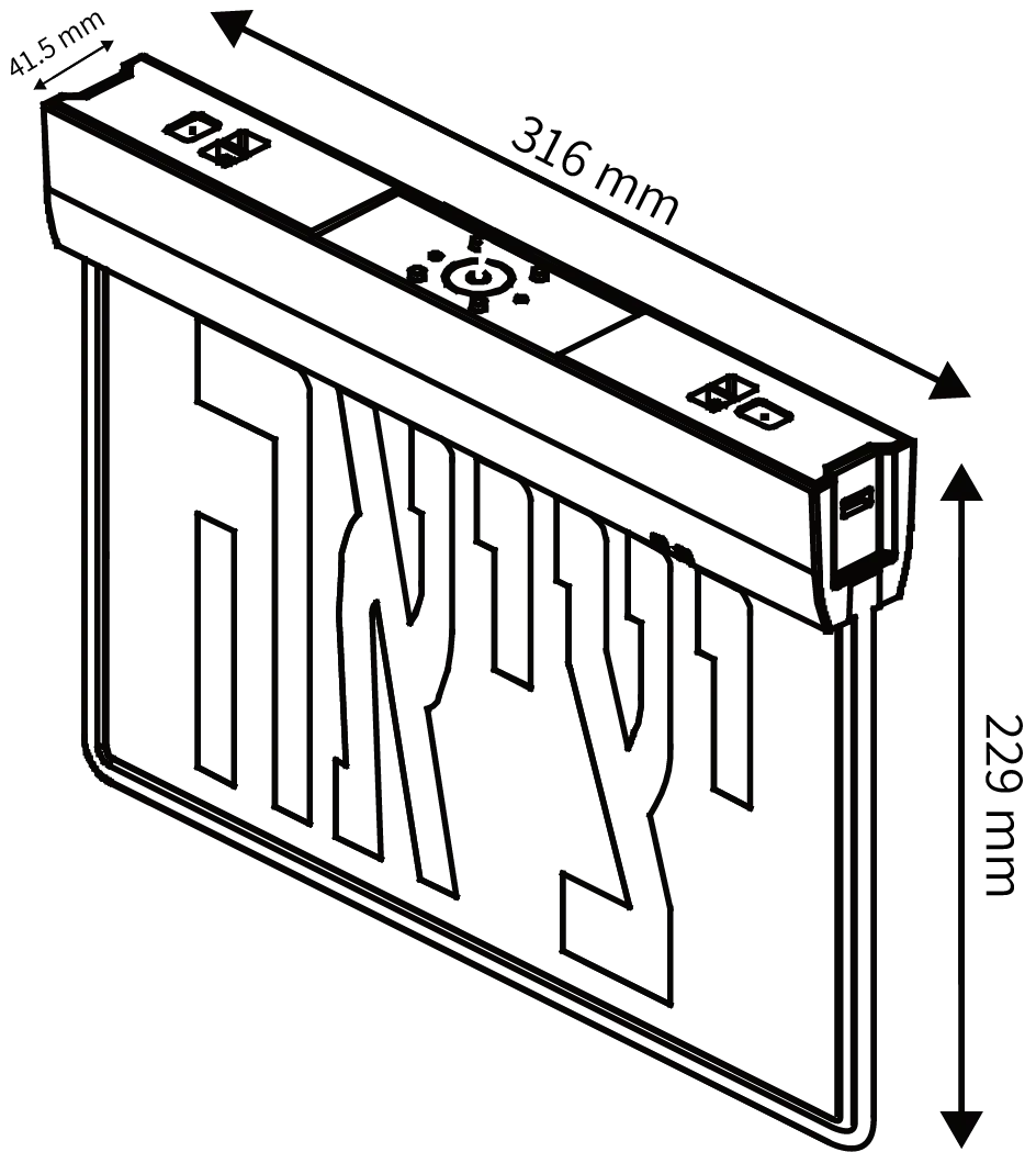 דגם אבוקדו-שלט יציאה חירום 4.5W TekTonix - אור שי סיטונאות חשמל בע״מ