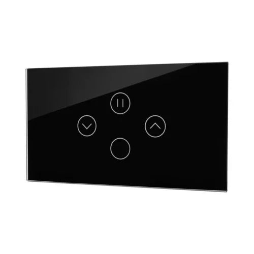 מתג טאץ חכם משולב תריס + תאורה זכוכית שחורה 4 מודול WIFI - אור שי סיטונאות חשמל בע״מ