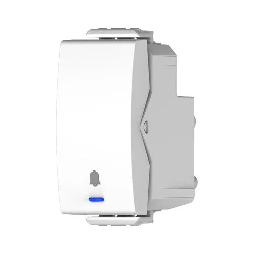 לחצן מואר סימון פעמון לד כחול 1 מודול לבן ניסקו סוויץ' - אור שי סיטונאות חשמל בע״מ