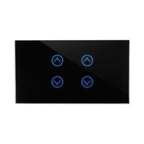 מתג טאץ' חכם ל-2 תריסים זכוכית שחורה 4 מודול ZIGBEE - אור שי סיטונאות חשמל בע״מ