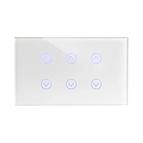 מתג טאץ' חכם ל-3 תריסים זכוכית לבנה 3 מודול ZIGBEE - אור שי סיטונאות חשמל בע״מ