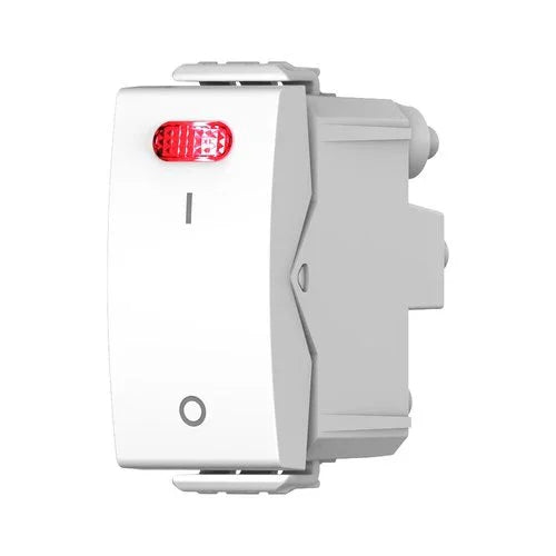 מפסק דו קוטבי עם נורת לד אדום מובנית 1 מודול לבן ניסקו סוויץ' - אור שי סיטונאות חשמל בע״מ