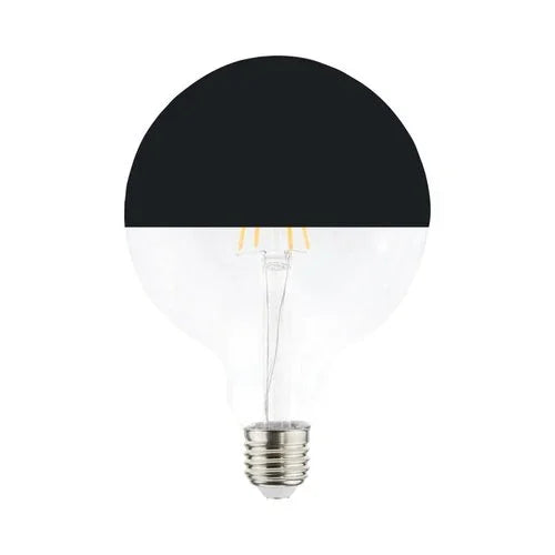 פחם גלוב לבן וכיפה שחורה לעמעום E27 8W תאורת אווירה חמה - אור שי סיטונאות חשמל בע״מ