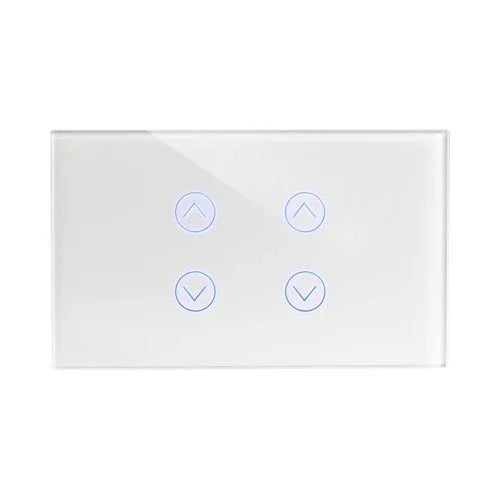 מתג טאץ' חכם ל-2 תריסים זכוכית לבנה 3 מודול ZIGBEE - אור שי סיטונאות חשמל בע״מ