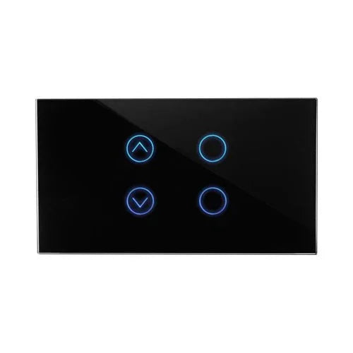 מתג טאץ' חכם משולב תריס + 2 תאורות זכוכית שחורה 4 מודול ZIGBEE - אור שי סיטונאות חשמל בע״מ