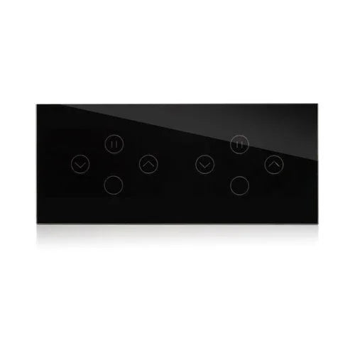 מתג טאץ' חכם משולב 2 תריסים + 2 תאורות זכוכית שחורה 6 מודול WIFI - אור שי סיטונאות חשמל בע״מ