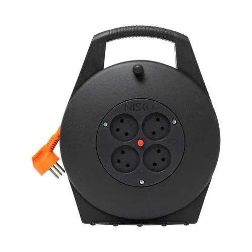 תוף מאריך ביתי שחור 10 מטר כולל 4 שקעים ישראליים - אור שי סיטונאות חשמל בע״מ