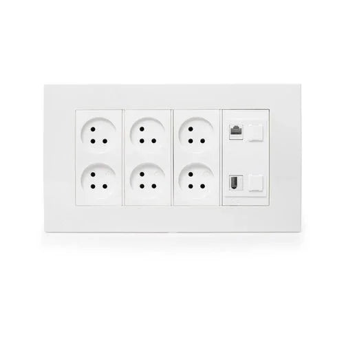 עמדת HOME & OFFICE תחת הטיח 8 מודול, 6 שקעים, 1 מחשב 1 טלפון - אור שי סיטונאות חשמל בע״מ