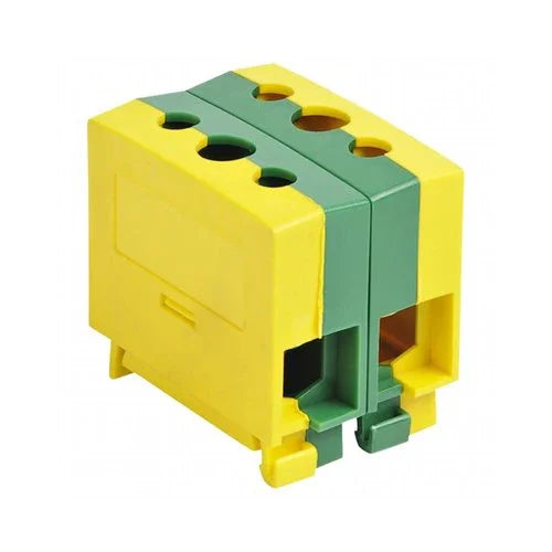 מהדק כפול לפס דין KC 2x16 צהוב/ירוק - הארקה - אור שי סיטונאות חשמל בע״מ