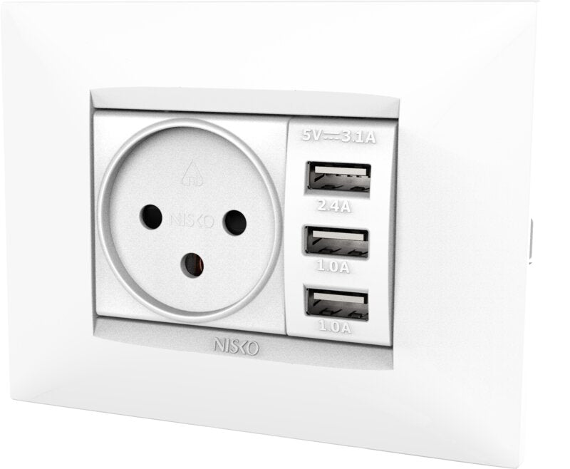 מטען USB 24VAC לבן 1M