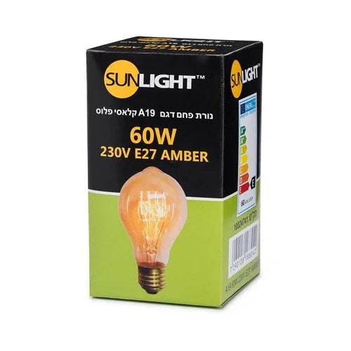 נורת פחם קלאסי פלוס 60W E27 תאורת אווירה חמה - אור שי סיטונאות חשמל בע״מ