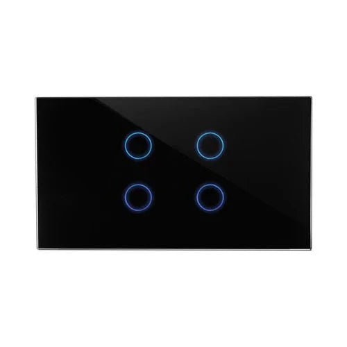 מתג טאץ' חכם לתאורה 4 לחצנים זכוכית שחורה 4 מודול ZIGBEE - אור שי סיטונאות חשמל בע״מ