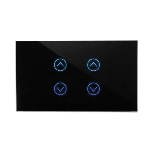 מתג טאץ' חכם ל-2 תריסים זכוכית שחורה 3 מודול ZIGBEE - אור שי סיטונאות חשמל בע״מ