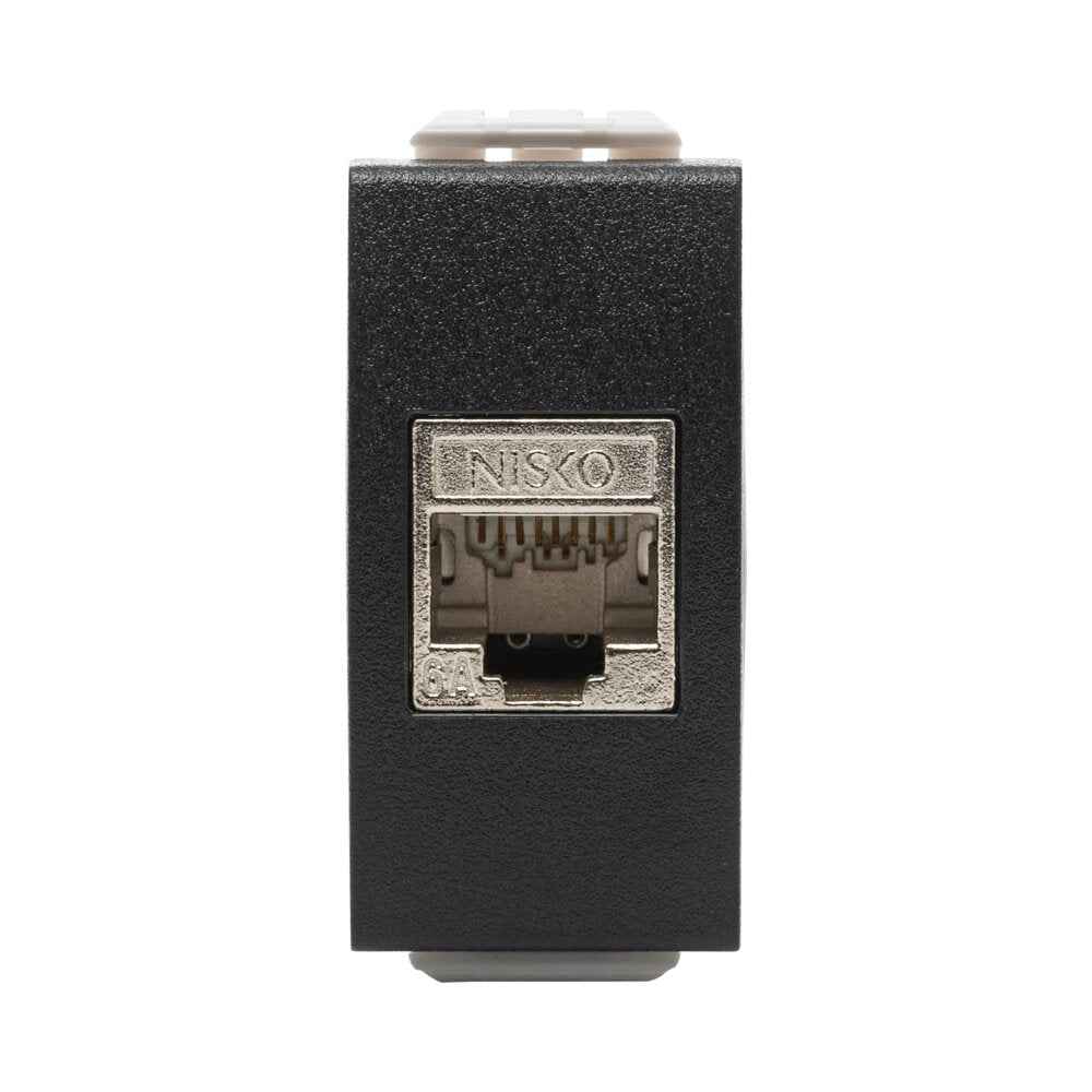 שקע מחשב מסוכך RJ45 CAT6A FTP, שחור מט 1M ניסקו סוויץ' – NISKO SWITCH